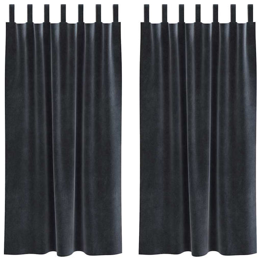 Vorhänge mit Vorhängen 2 pcs Dunkelgrau 140 x 175 cm Samt