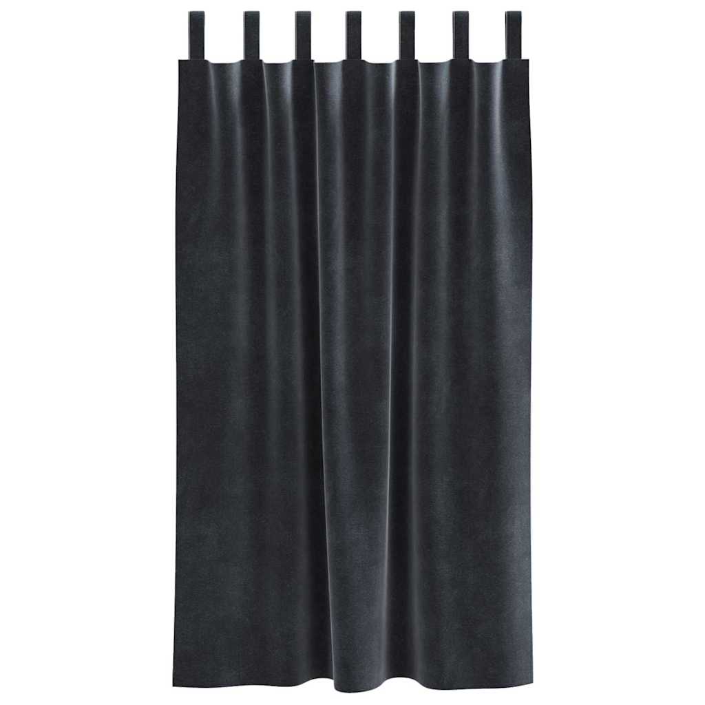 Vorhänge mit Vorhängen 2 pcs Dunkelgrau 140 x 175 cm Samt