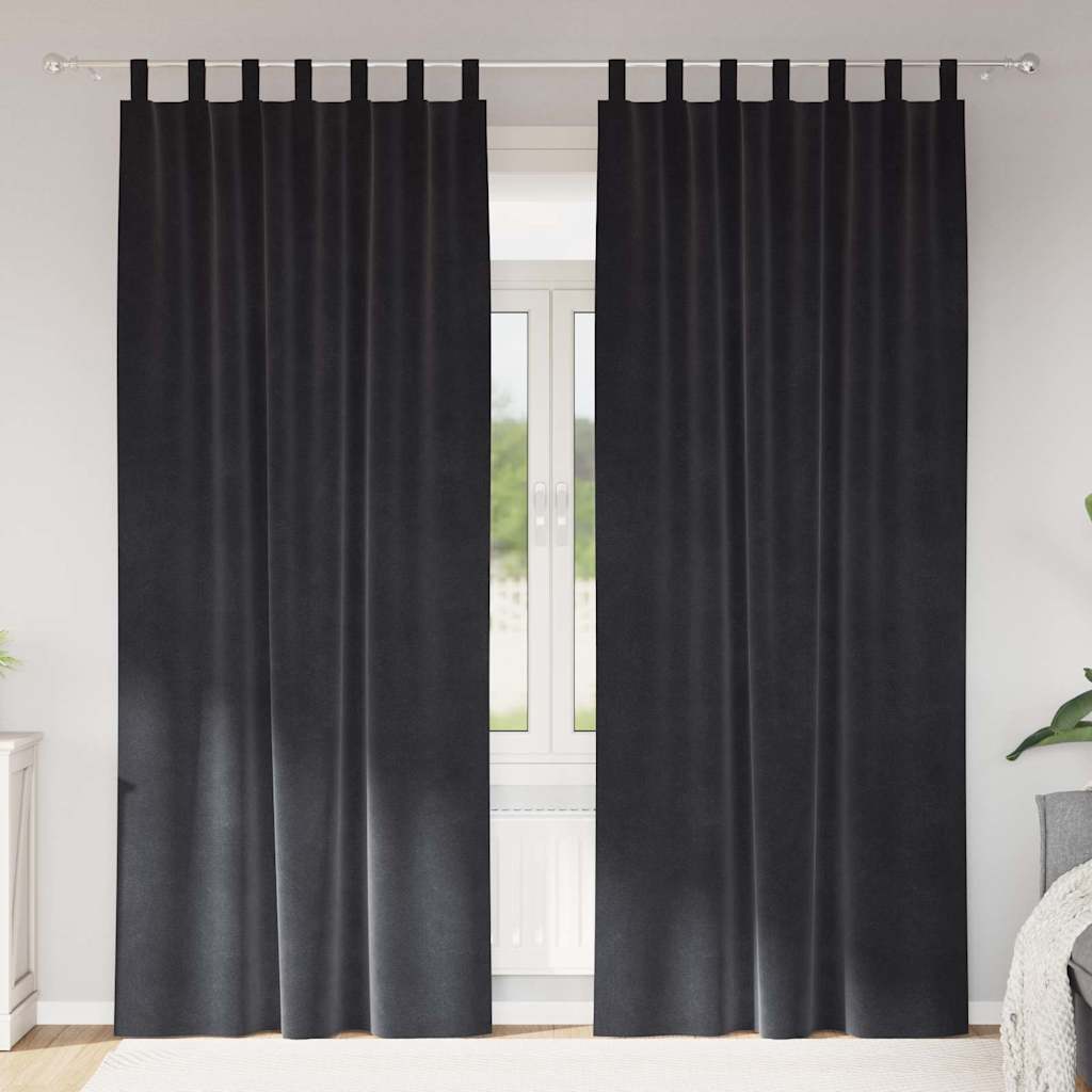Vorhänge mit Vorhängen 2 pcs Dunkelgrau 140 x 260 cm Samt
