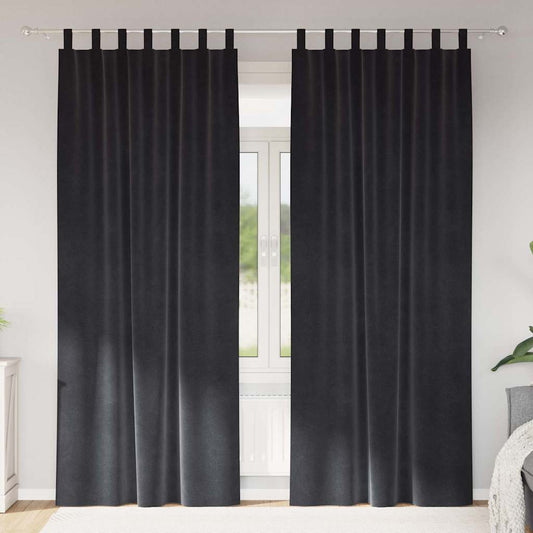 Vorhänge mit Vorhängen 2 pcs Dunkelgrau 140 x 260 cm Samt