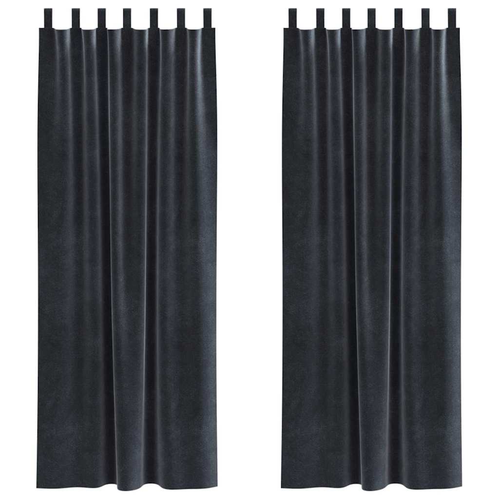 Vorhänge mit Vorhängen 2 pcs Dunkelgrau 140 x 260 cm Samt