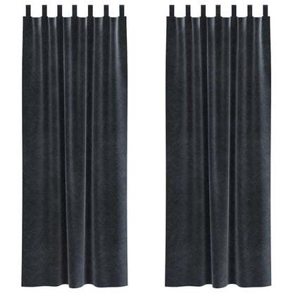 Vorhänge mit Vorhängen 2 pcs Dunkelgrau 140 x 260 cm Samt