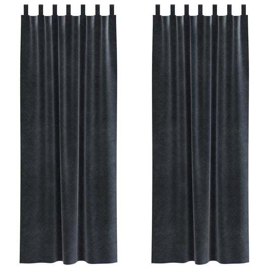 Vorhänge mit Vorhängen 2 pcs Dunkelgrau 140 x 260 cm Samt