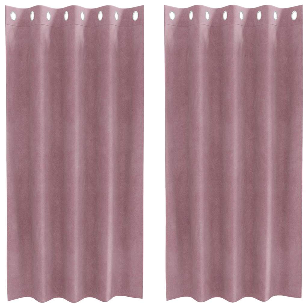 Vorhänge mit Vorhängen 2 pcs Dunkelrosa 140 x 175 cm Samt