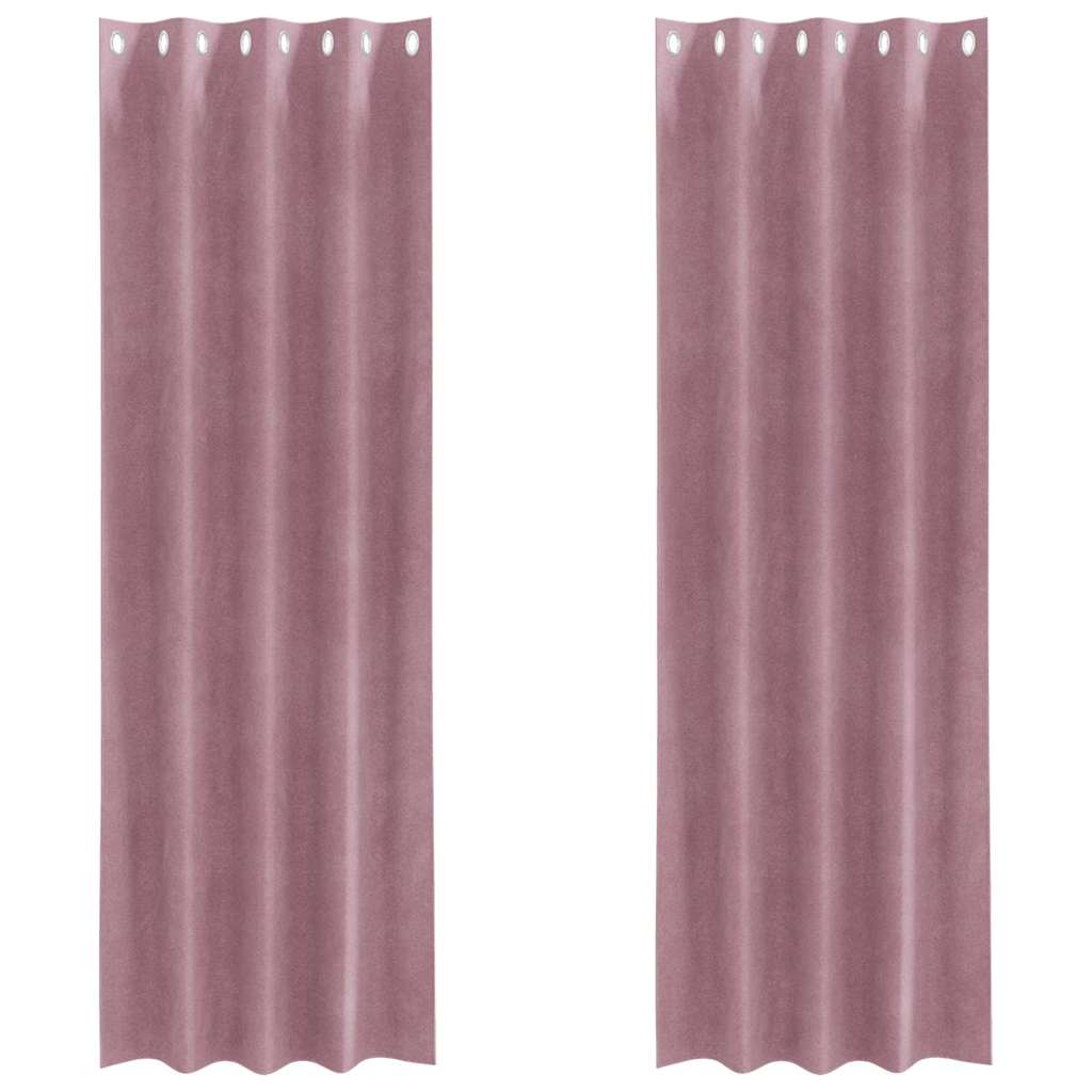 Vorhänge mit Vorhängen 2 pcs Dunkelrosa 140 x 260 cm Samt