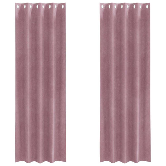 Vorhänge mit Vorhängen 2 pcs Dunkelrosa 140 x 260 cm Samt