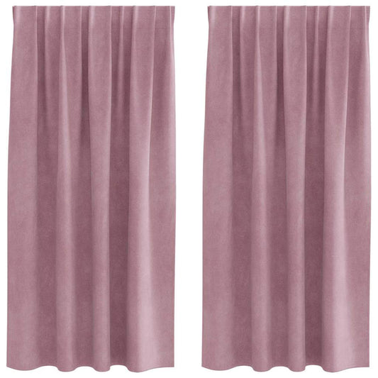 Vorhänge mit Vorhängen 2 pcs Dunkelrosa 140 x 175 cm Samt