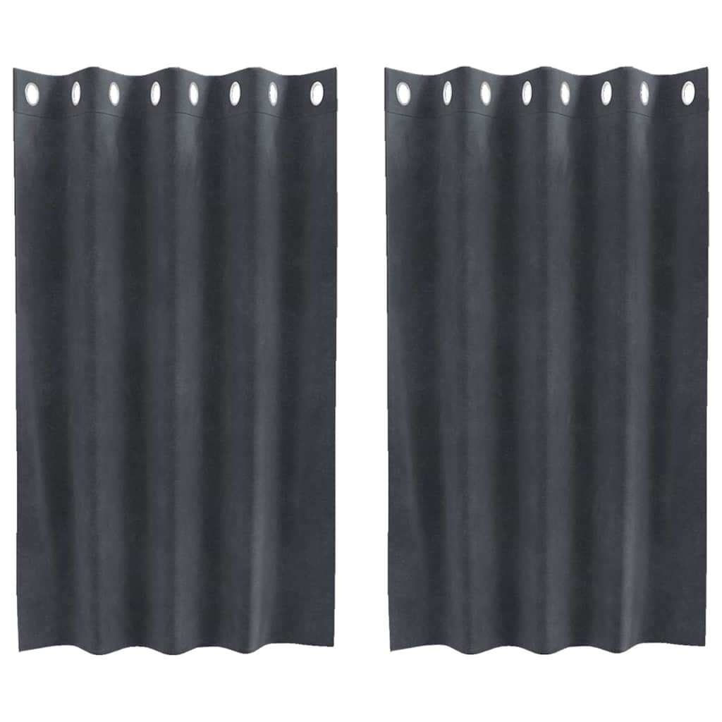 Vorhänge mit Vorhängen 2 pcs Hellgrau 140 x 140 cm Samt