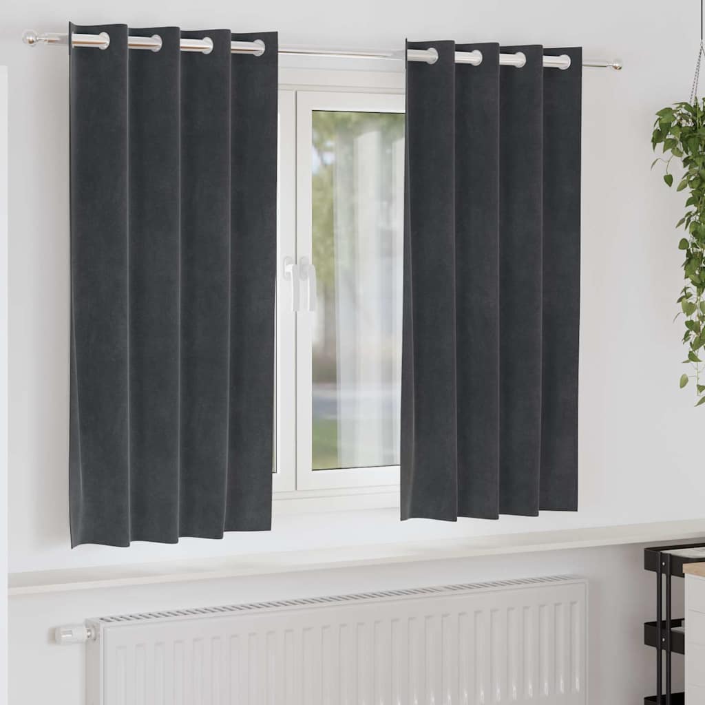 Vorhänge mit Vorhängen 2 pcs Hellgrau 140 x 175 cm Samt