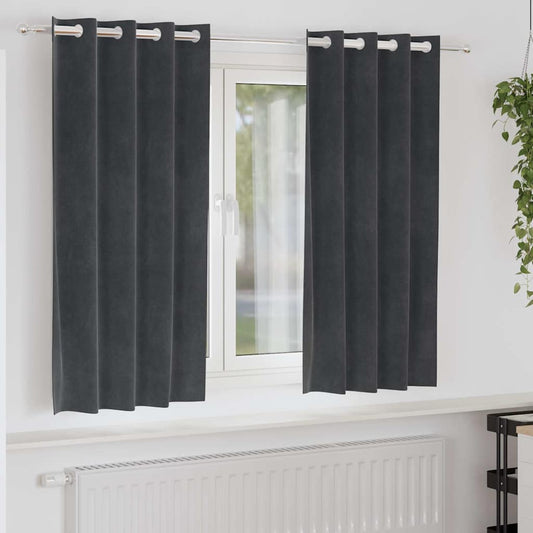 Vorhänge mit Vorhängen 2 pcs Hellgrau 140 x 175 cm Samt