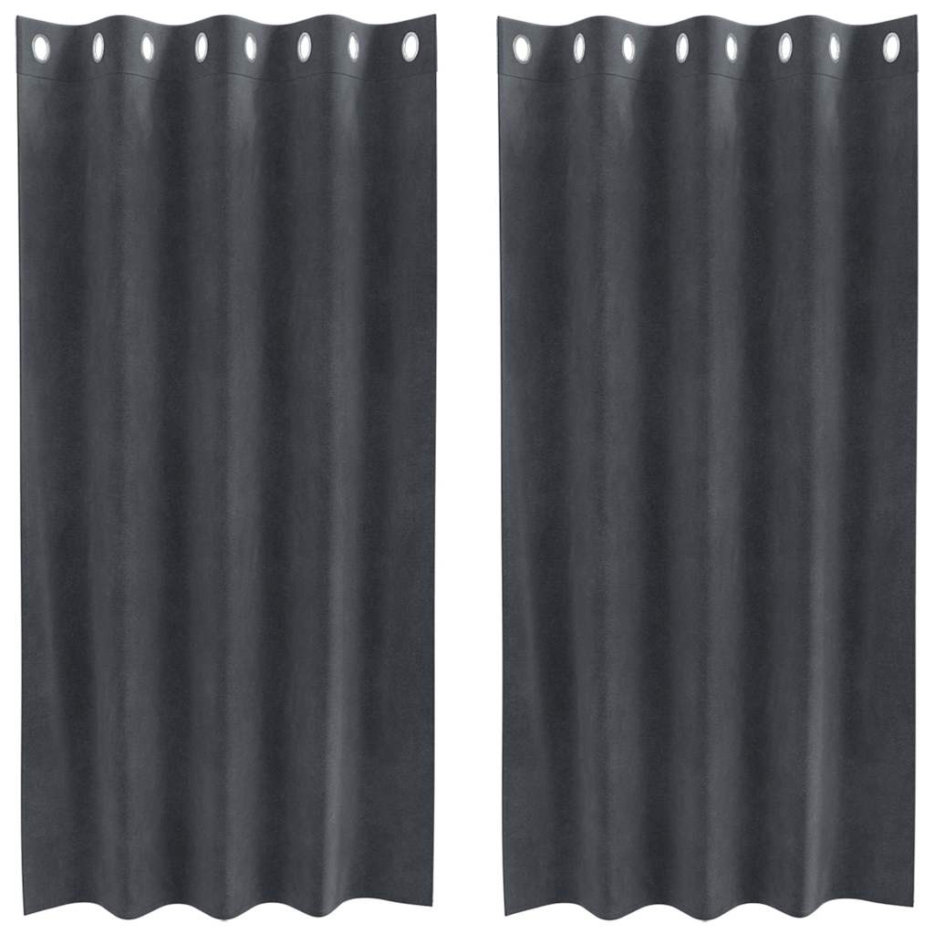Vorhänge mit Vorhängen 2 pcs Hellgrau 140 x 175 cm Samt
