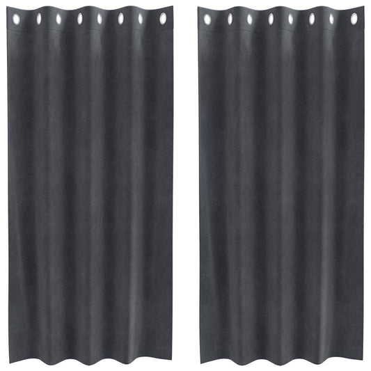 Vorhänge mit Vorhängen 2 pcs Hellgrau 140 x 175 cm Samt