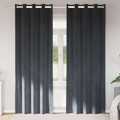 Vorhänge mit Vorhängen 2 pcs Hellgrau 140 x 225 cm Samt