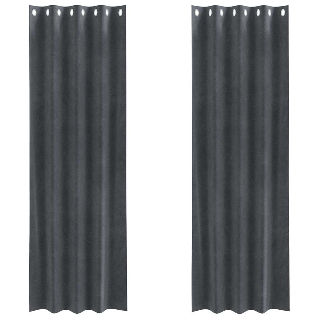 Vorhänge mit Vorhängen 2 pcs Hellgrau 140 x 225 cm Samt