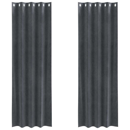 Vorhänge mit Vorhängen 2 pcs Hellgrau 140 x 225 cm Samt