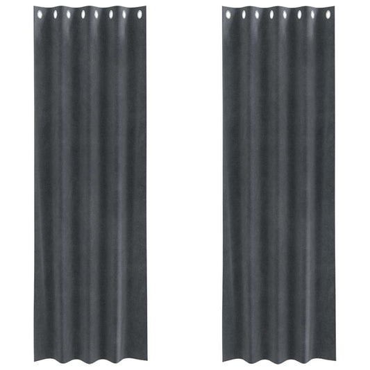 Vorhänge mit Vorhängen 2 pcs Hellgrau 140 x 225 cm Samt