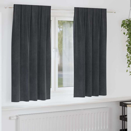 Vorhänge mit Vorhängen 2 pcs Hellgrau 140 x 175 cm Samt