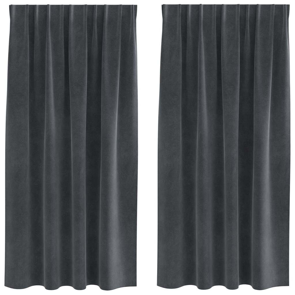 Vorhänge mit Vorhängen 2 pcs Hellgrau 140 x 175 cm Samt