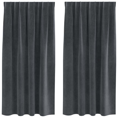 Vorhänge mit Vorhängen 2 pcs Hellgrau 140 x 175 cm Samt