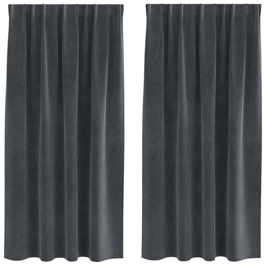 Vorhänge mit Vorhängen 2 pcs Hellgrau 140 x 175 cm Samt