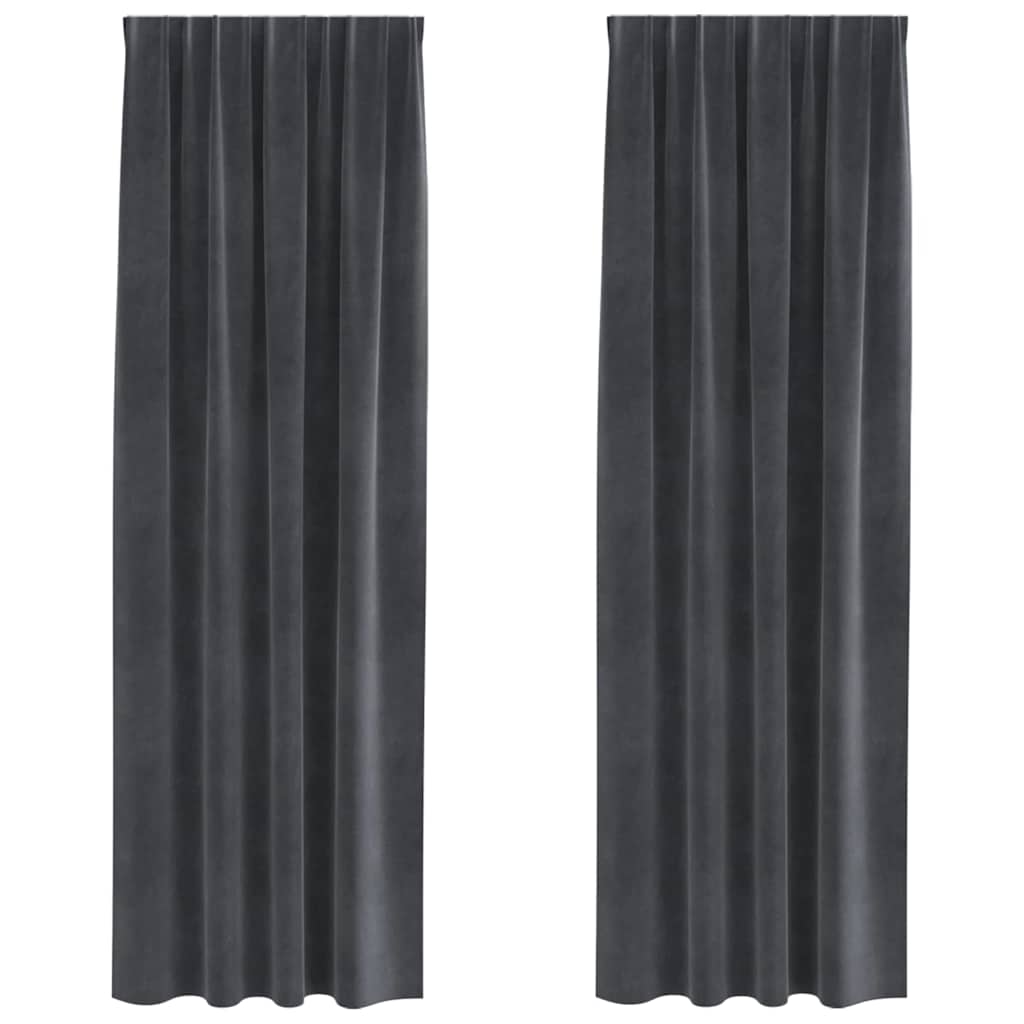 Vorhänge mit Vorhängen 2 pcs Hellgrau 140 x 225 cm Samt