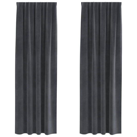 Vorhänge mit Vorhängen 2 pcs Hellgrau 140 x 225 cm Samt