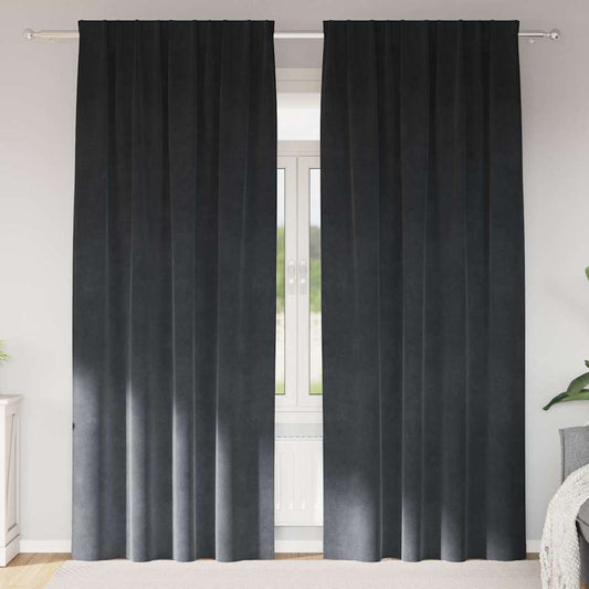 Vorhänge mit Vorhängen 2 pcs Hellgrau 140 x 245 cm Samt