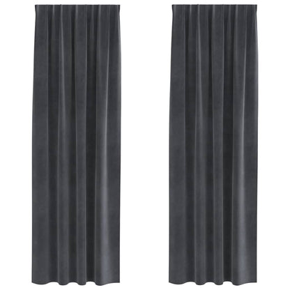 Vorhänge mit Vorhängen 2 pcs Hellgrau 140 x 245 cm Samt
