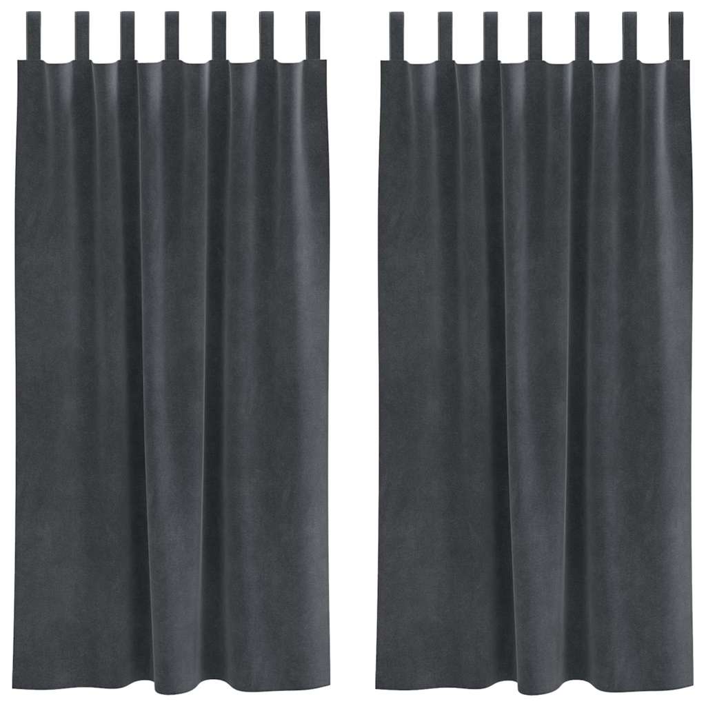Vorhänge mit Vorhängen 2 pcs Hellgrau 140 x 175 cm Samt