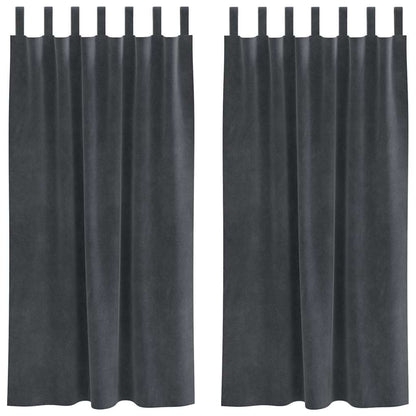 Vorhänge mit Vorhängen 2 pcs Hellgrau 140 x 175 cm Samt