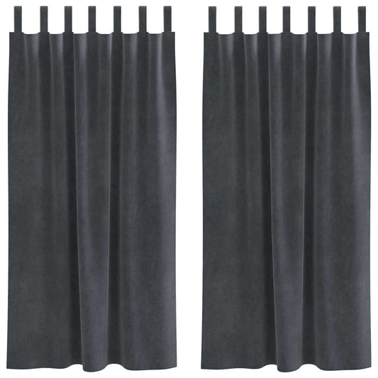 Vorhänge mit Vorhängen 2 pcs Hellgrau 140 x 175 cm Samt