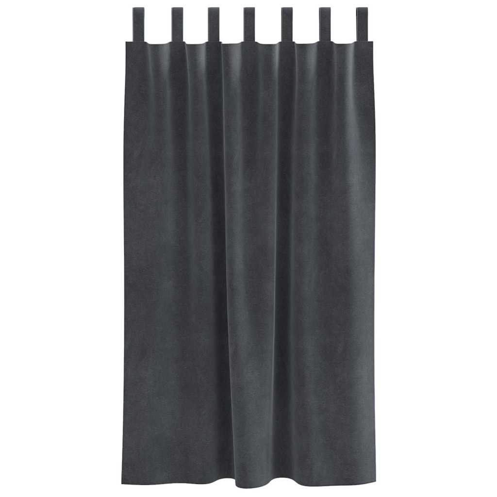 Vorhänge mit Vorhängen 2 pcs Hellgrau 140 x 175 cm Samt