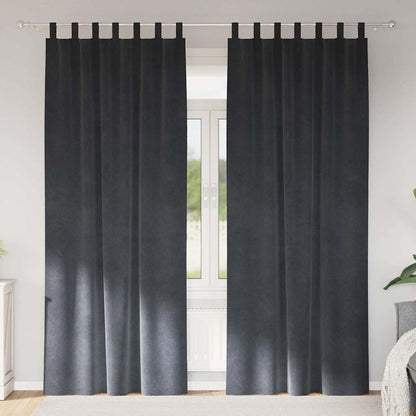 Vorhänge mit Vorhängen 2 pcs Hellgrau 140 x 245 cm Samt