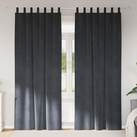 Vorhänge mit Vorhängen 2 pcs Hellgrau 140 x 245 cm Samt