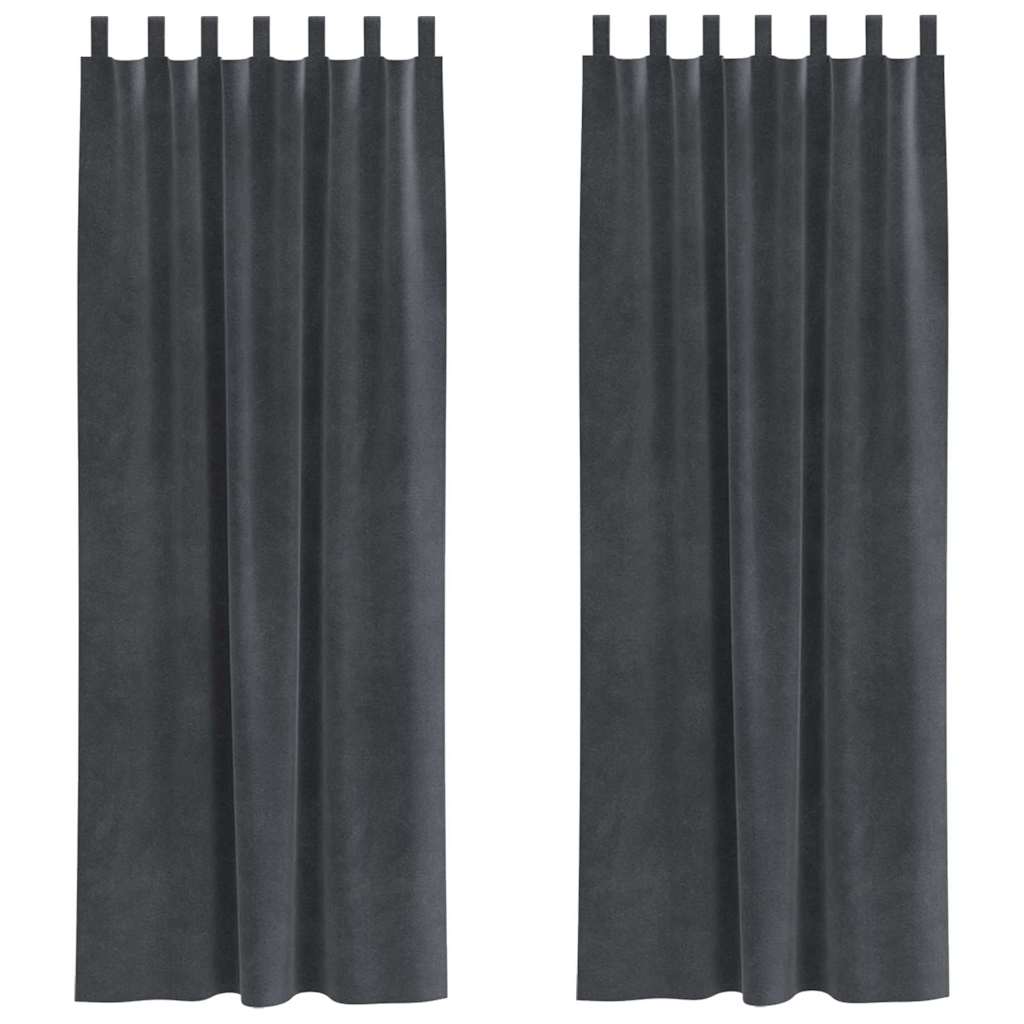 Vorhänge mit Vorhängen 2 pcs Hellgrau 140 x 245 cm Samt