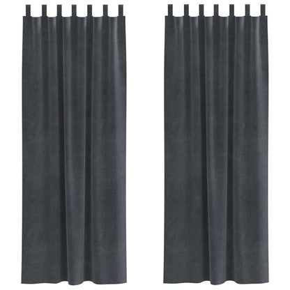 Vorhänge mit Vorhängen 2 pcs Hellgrau 140 x 245 cm Samt