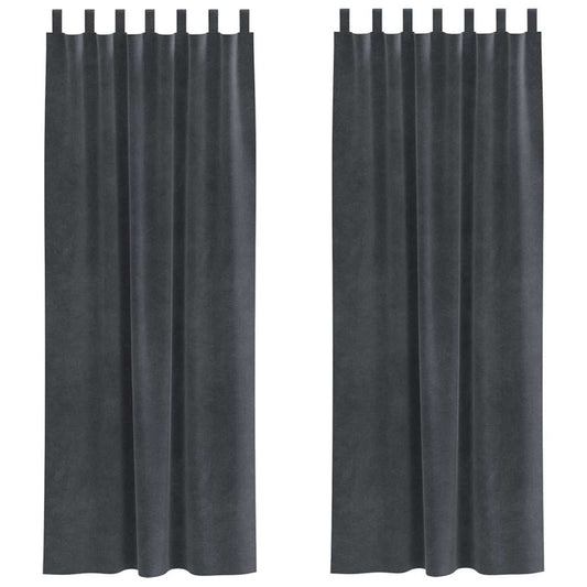Vorhänge mit Vorhängen 2 pcs Hellgrau 140 x 245 cm Samt