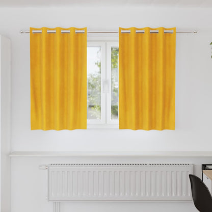 Vorhänge mit Vorhängen 2 pcs Senfgelb 140 x 140 cm Samt