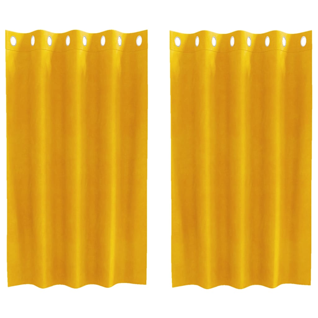 Vorhänge mit Vorhängen 2 pcs Senfgelb 140 x 140 cm Samt