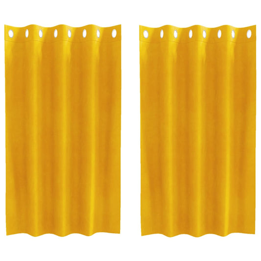 Vorhänge mit Vorhängen 2 pcs Senfgelb 140 x 140 cm Samt