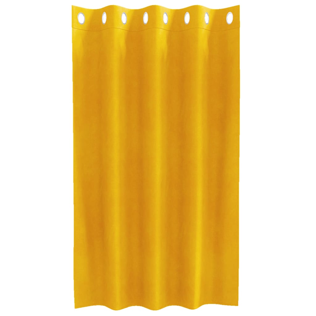 Vorhänge mit Vorhängen 2 pcs Senfgelb 140 x 140 cm Samt