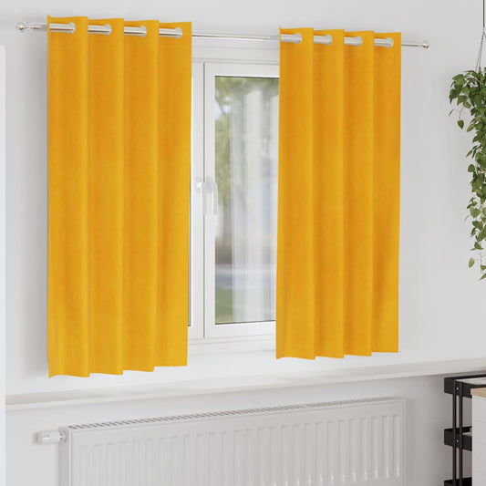 Vorhänge mit Vorhängen 2 pcs Senfgelb 140 x 175 cm Samt
