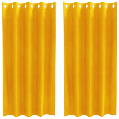 Vorhänge mit Vorhängen 2 pcs Senfgelb 140 x 175 cm Samt