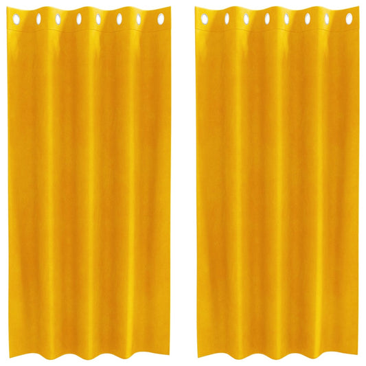 Vorhänge mit Vorhängen 2 pcs Senfgelb 140 x 175 cm Samt