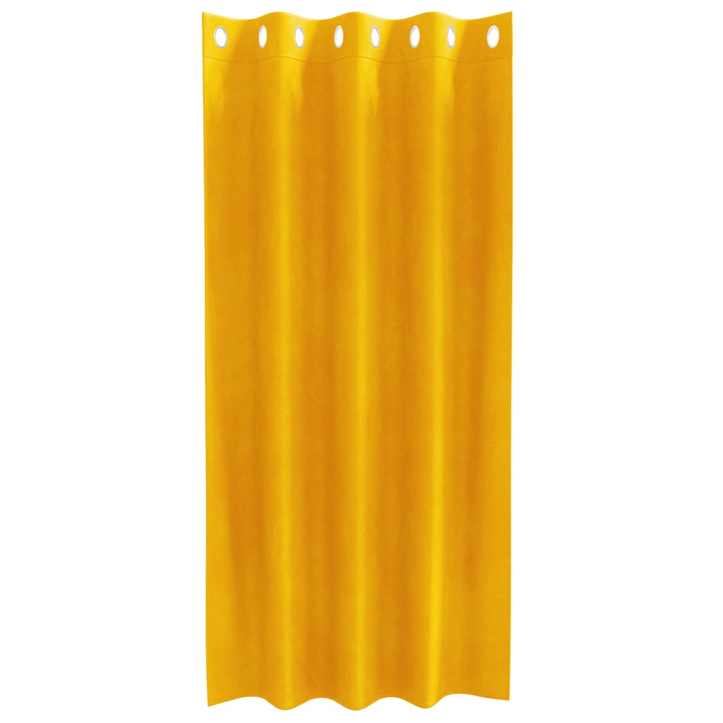 Vorhänge mit Vorhängen 2 pcs Senfgelb 140 x 175 cm Samt