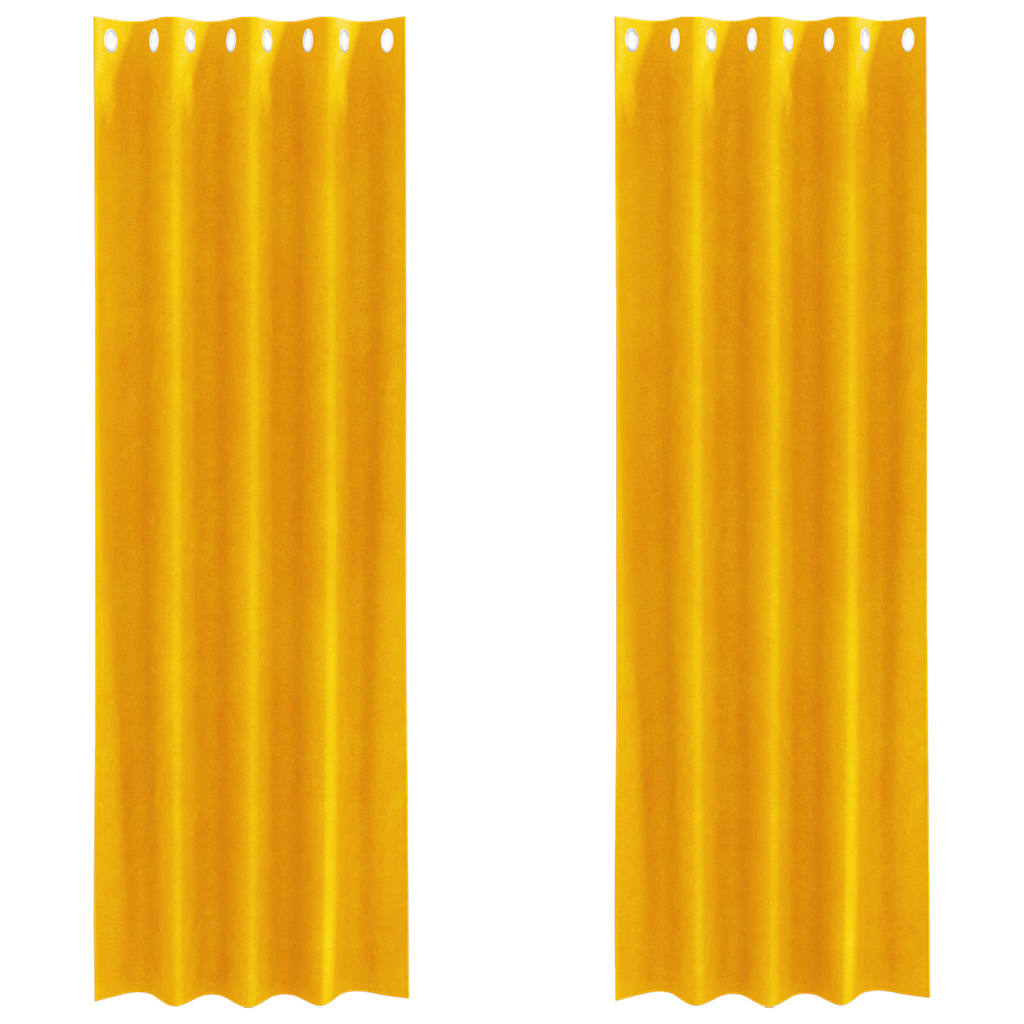 Vorhänge mit Vorhängen 2 pcs Senfgelb 140 x 245 cm Samt