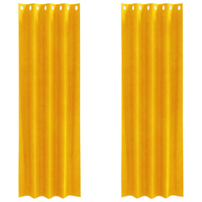 Vorhänge mit Vorhängen 2 pcs Senfgelb 140 x 245 cm Samt