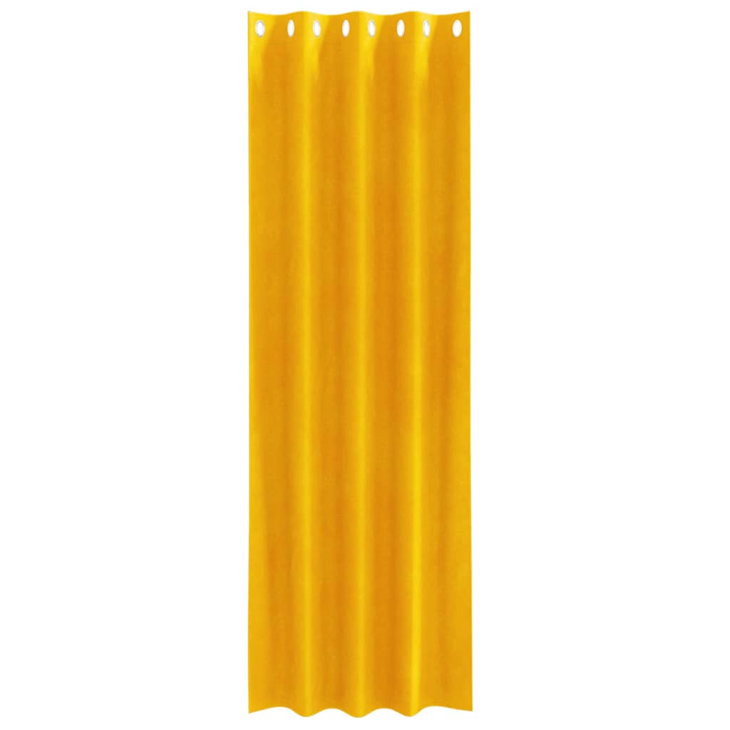 Vorhänge mit Vorhängen 2 pcs Senfgelb 140 x 245 cm Samt