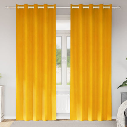 Vorhänge mit Vorhängen 2 pcs Senfgelb 140 x 260 cm Samt