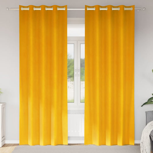 Vorhänge mit Vorhängen 2 pcs Senfgelb 140 x 260 cm Samt